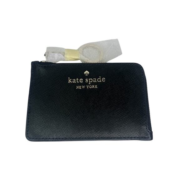 Kate Spade medium l-zip card holder with Key Ring Black - Picture 2 of 6